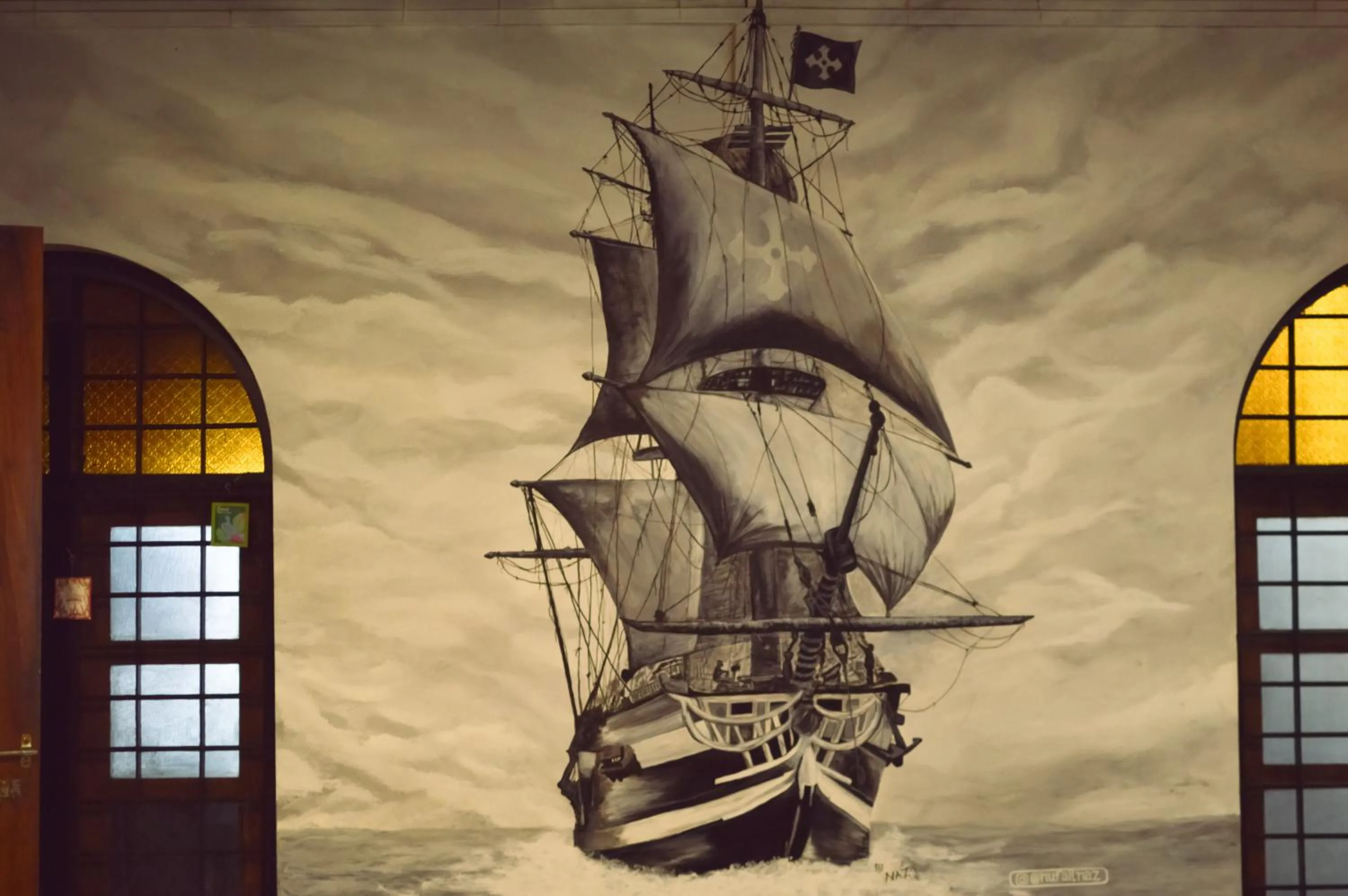 Decorative detail in Santa Maria Hostel, Fort Kochi