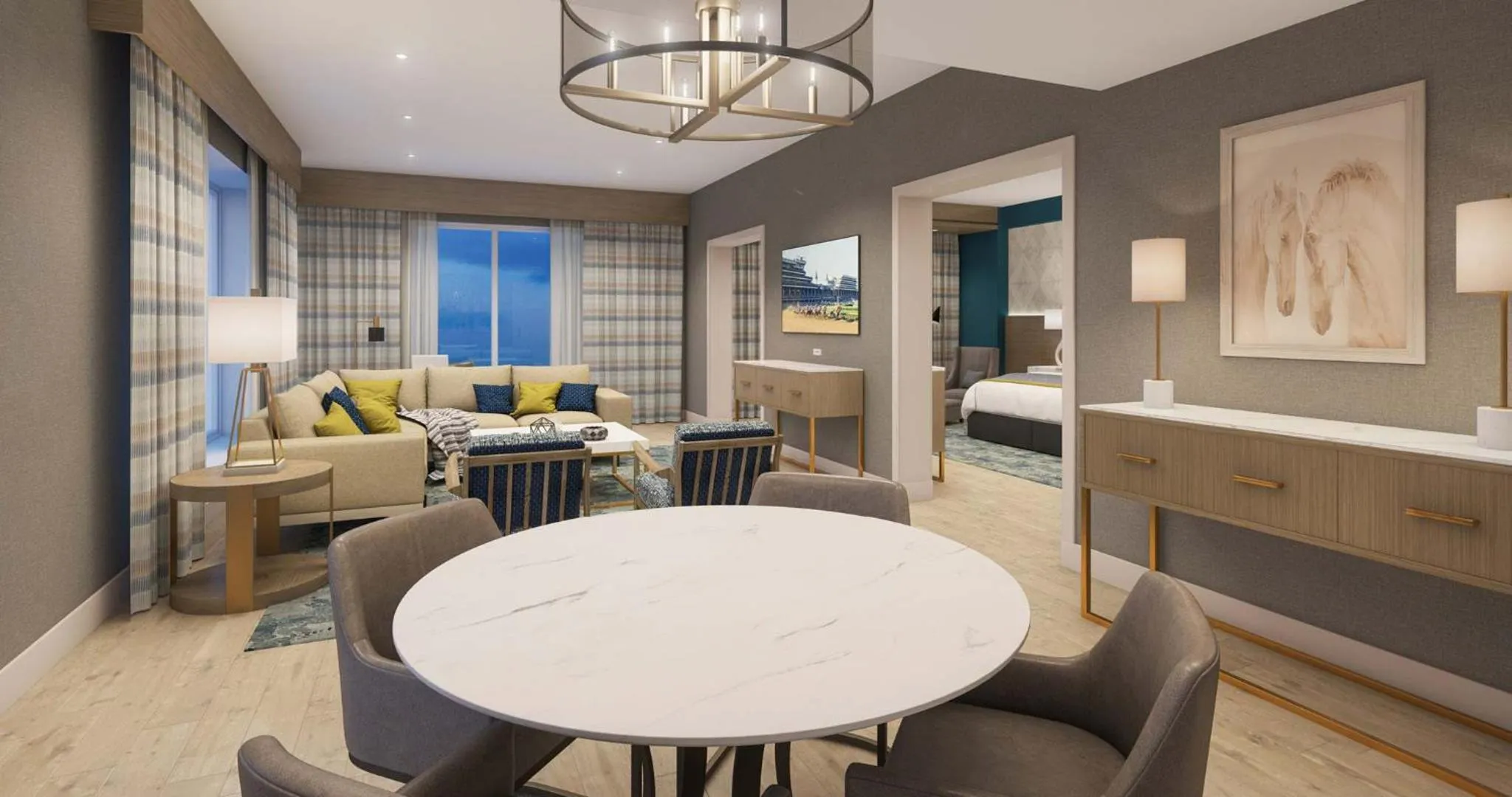 Living room, Bed in Derby City Gaming & Hotel - A Churchill Downs Property