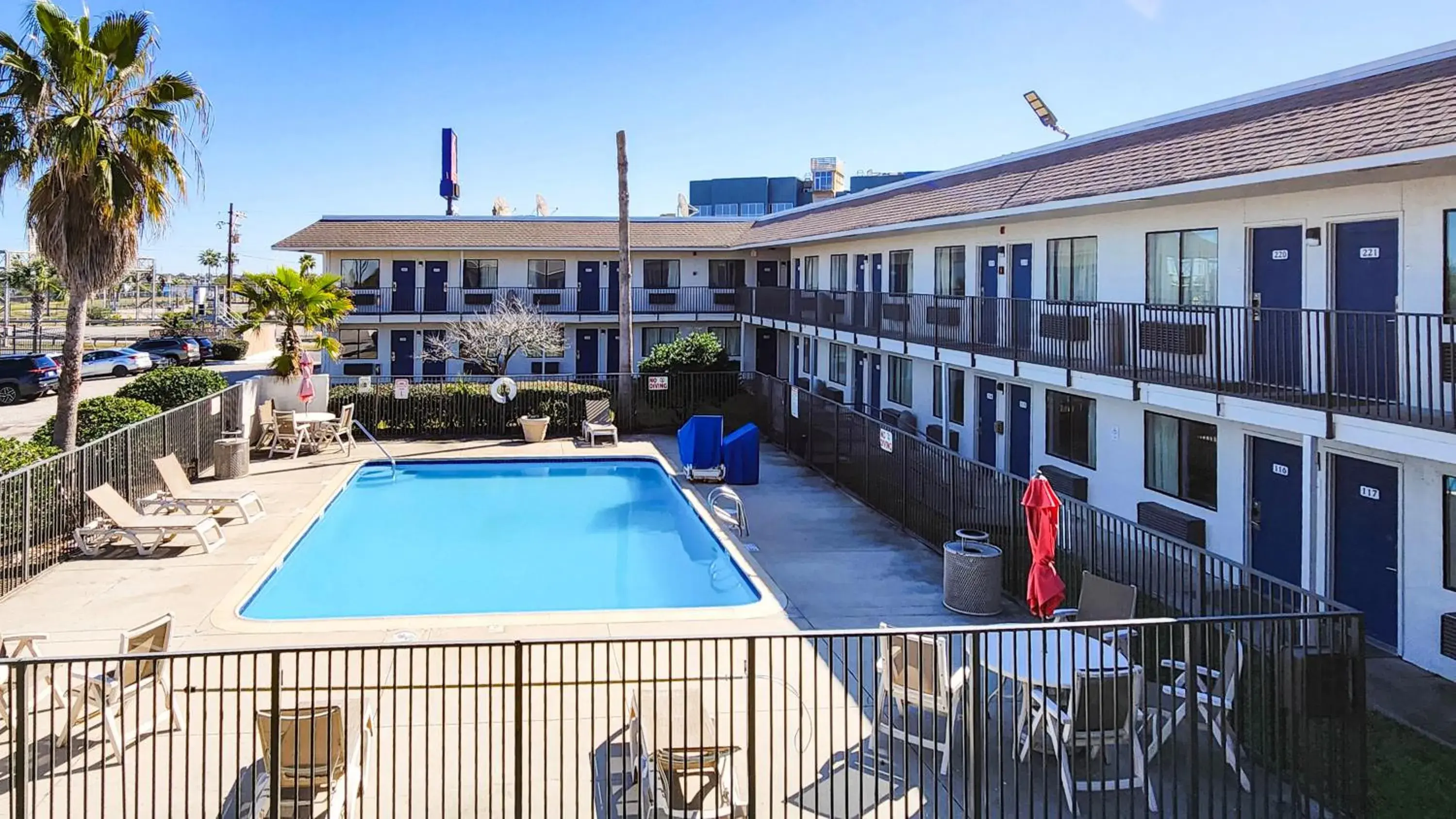 Pool view in Studio 6 Galveston TX Pool view in Studio 6 Galveston TX