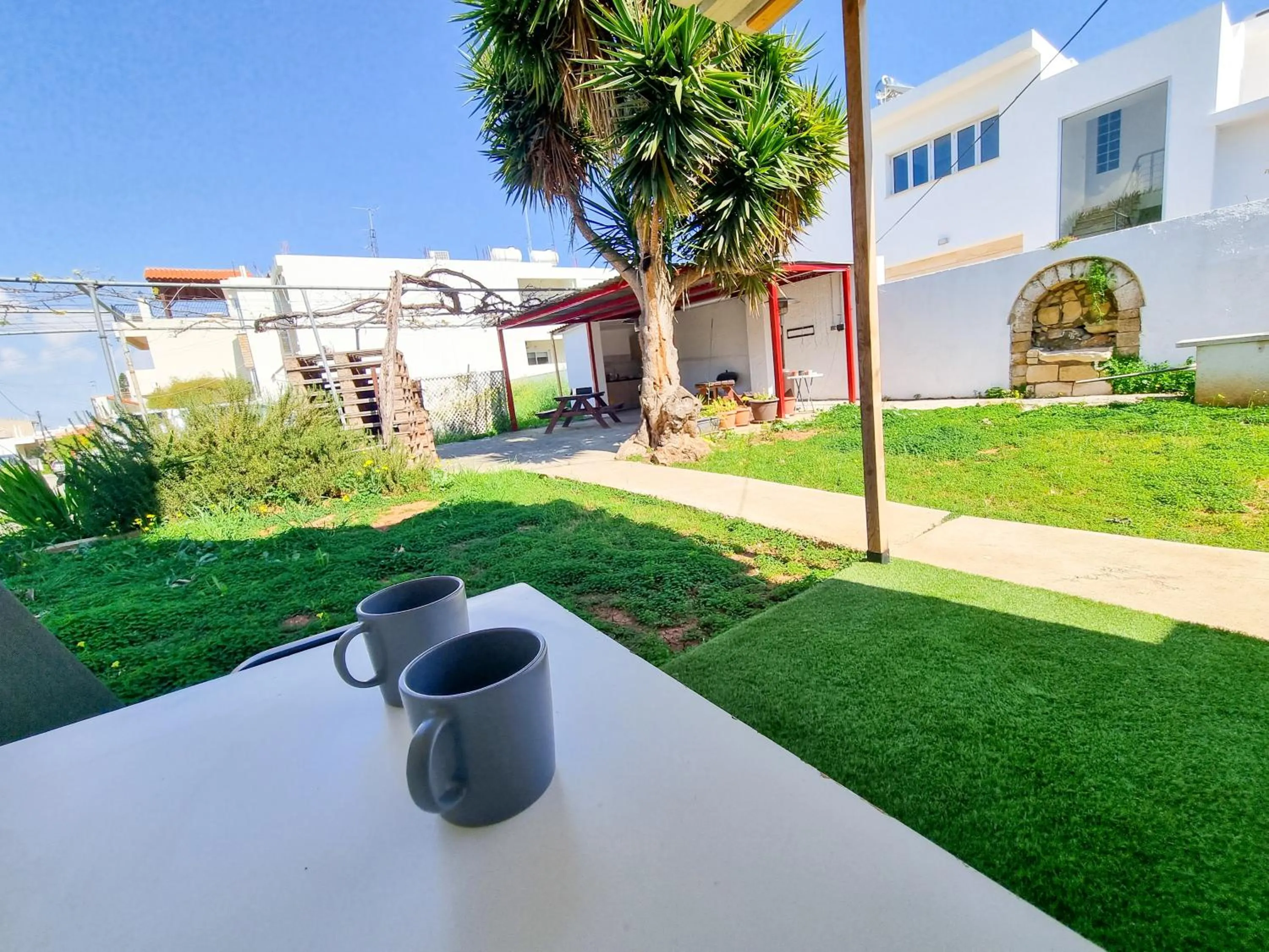 Garden view in Aladdin's Hostel