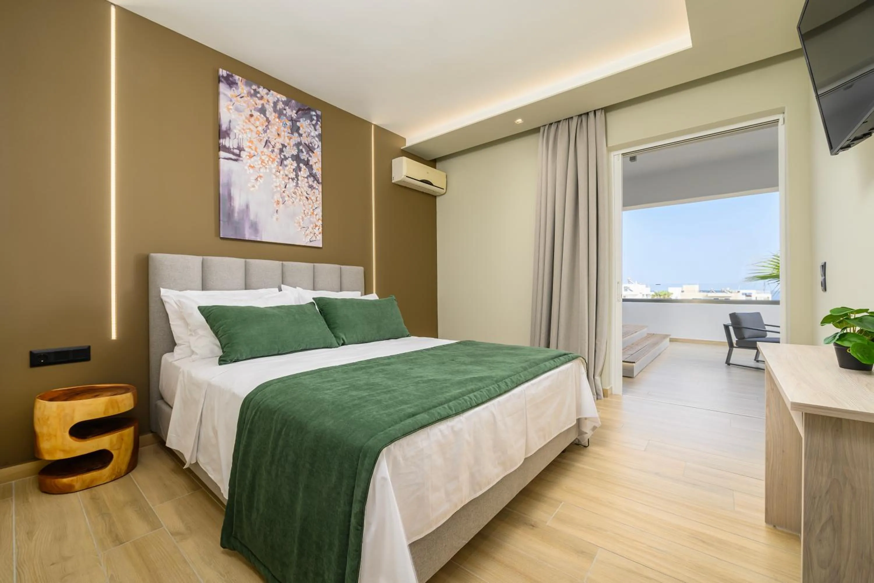 TV and multimedia, Bed in Nicolas Grand Suites, Adults Only